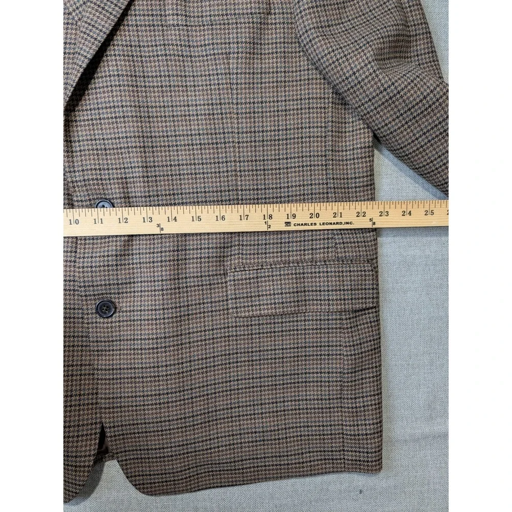 Lauren Ralph Lauren Mens Brown‎ Houndstooth Blazer Sport Coat Two Button Jacket